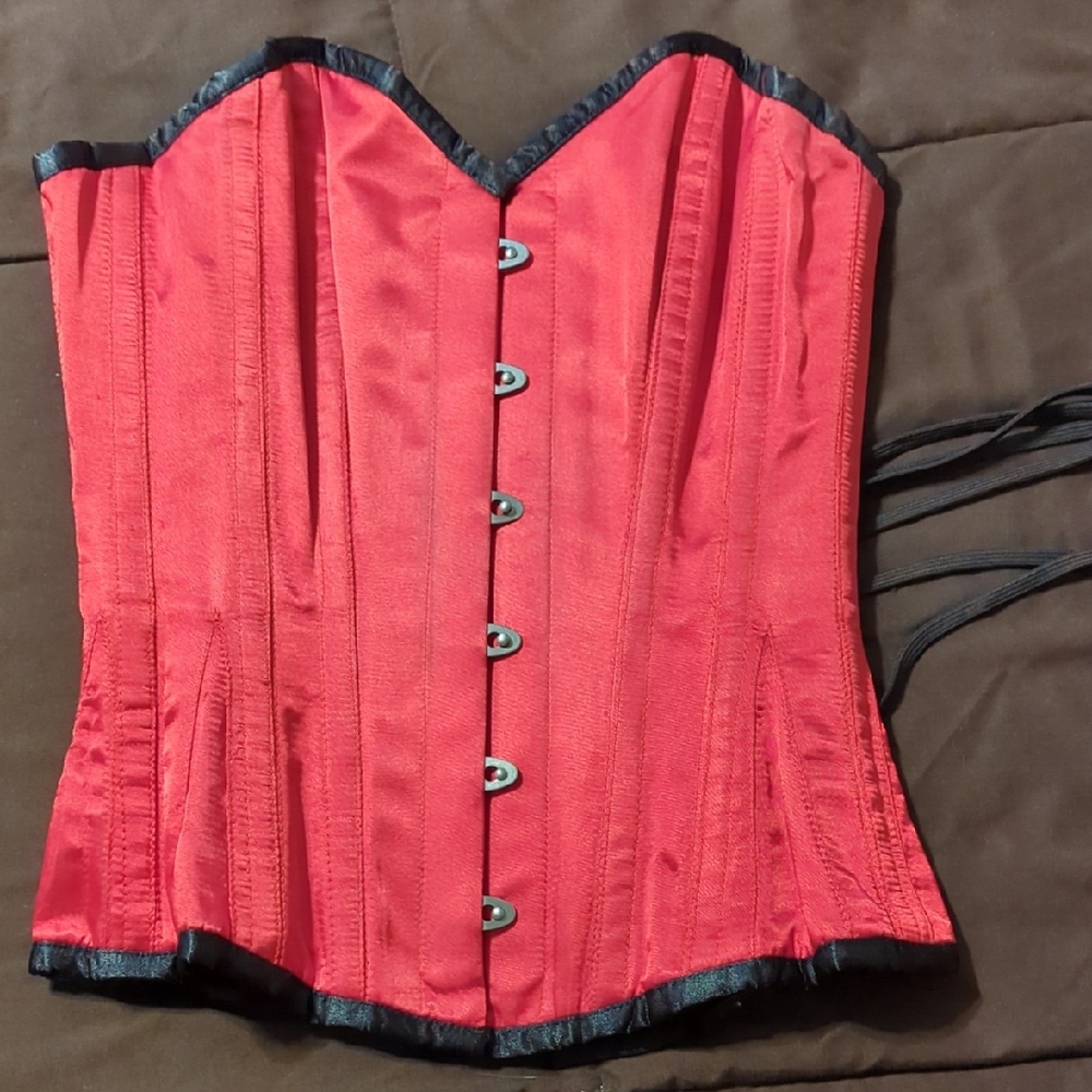 Red Corset with Black Trim